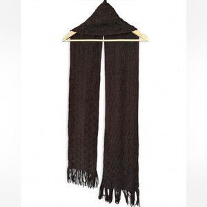 Classic Brown Knit Scarf with Fringe - Women Accessories